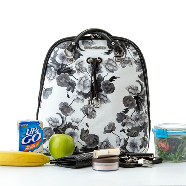 Paula Cool Clutch (Black & White Flowers) Cool Backpack